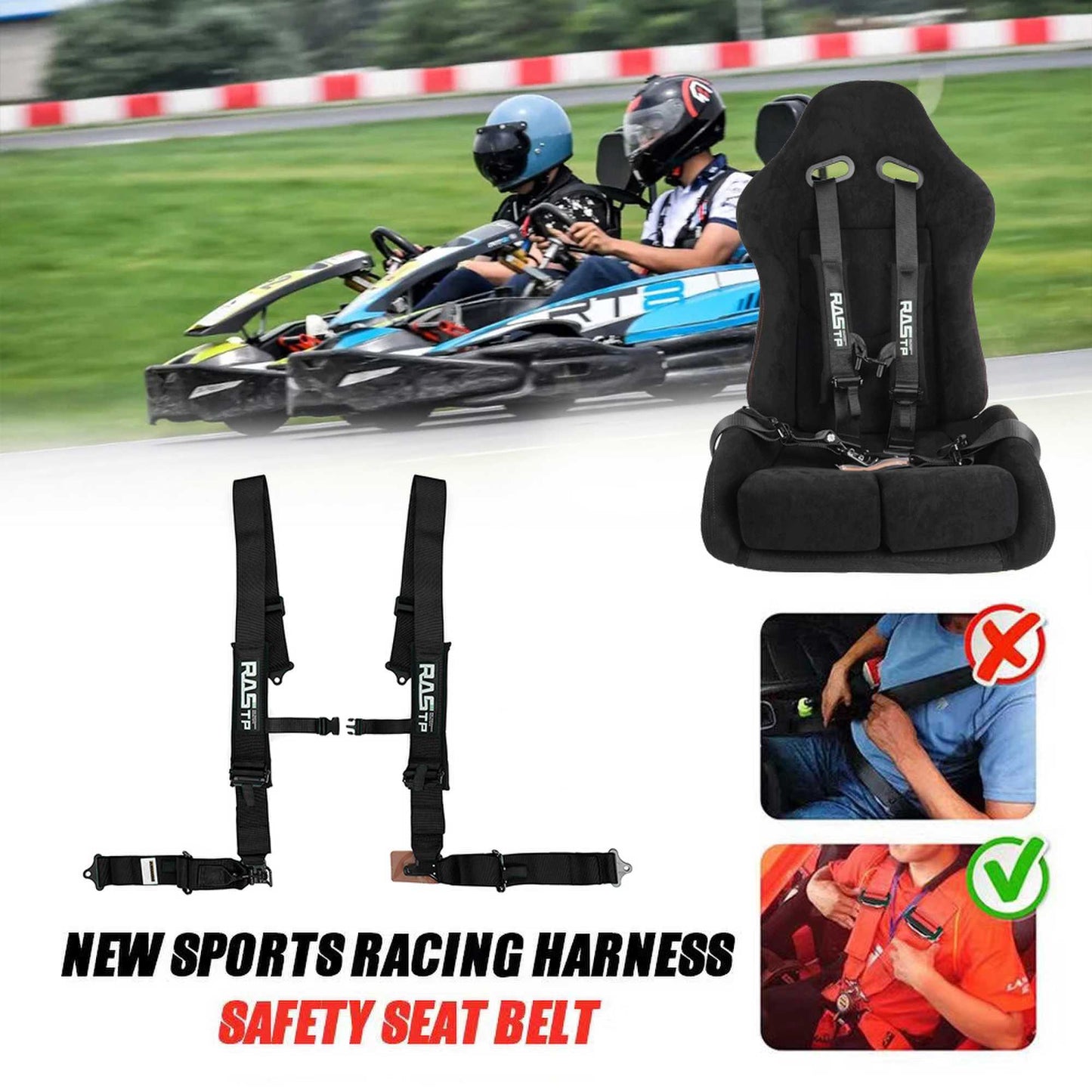 4 Point Racing Harness 2 Inch Padding Advanced Buckle