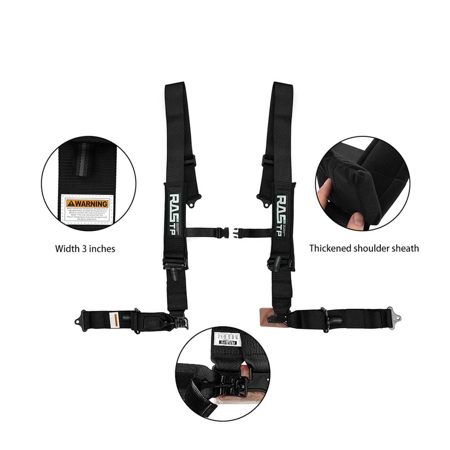 4 Point Go Kart Seat Belt with 3 Inch Padding Advanced Buckle