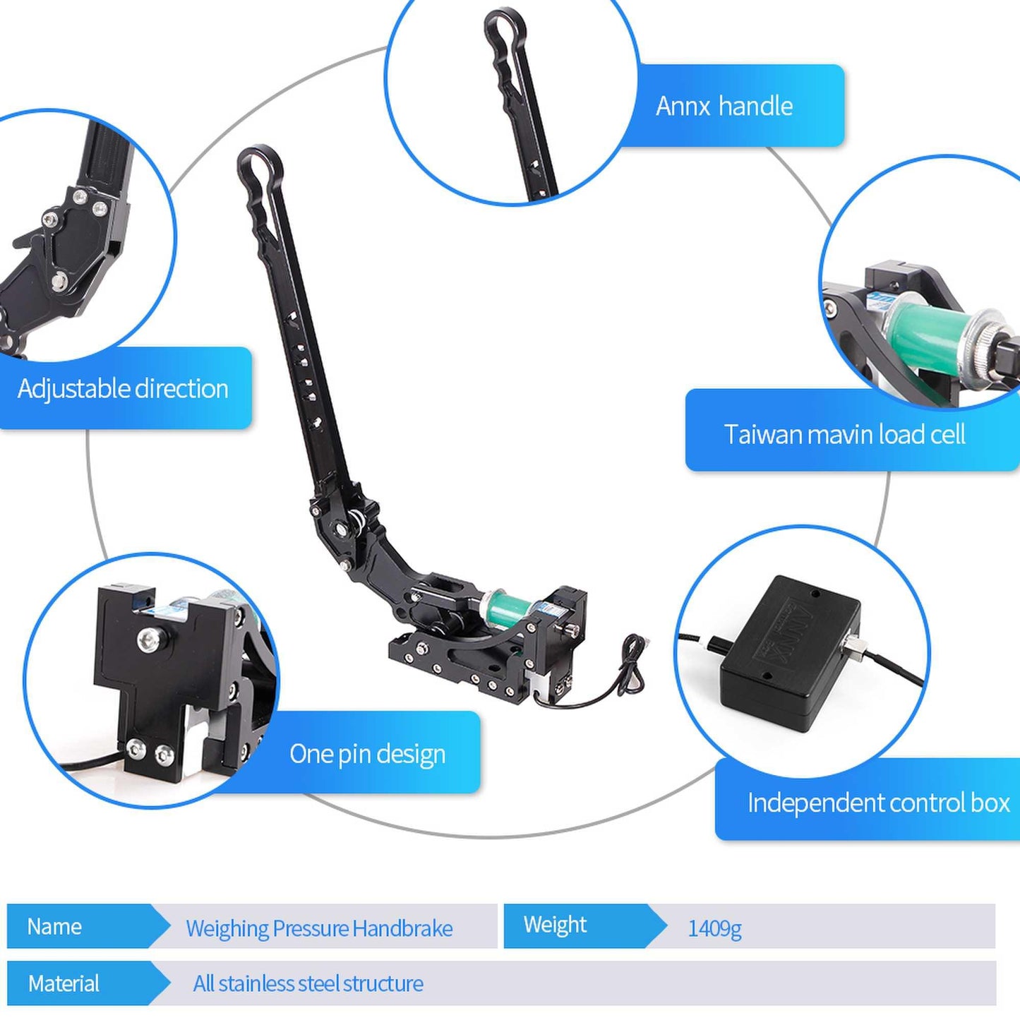 USB Weighing Pressure Handbrake Compatible with Logitech G25 G27 G29 G295 T300 T500
