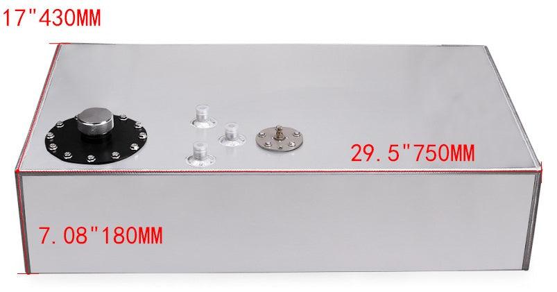 18 Gallon 68L Race Fuel Cell Gas Tank with Cap & Level Sender Polished Aluminum
