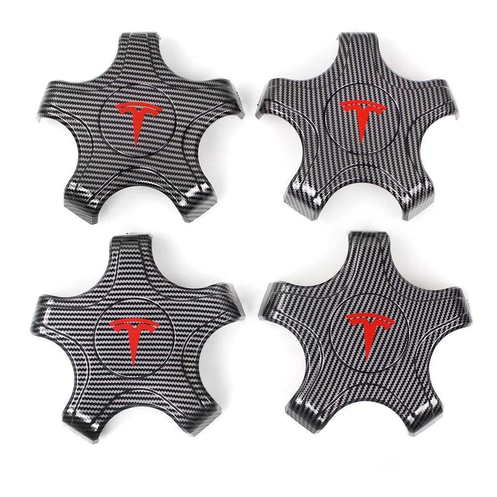 4Pcs Carbon Fiber Tesla Model 3 Wheel Center Hub Caps