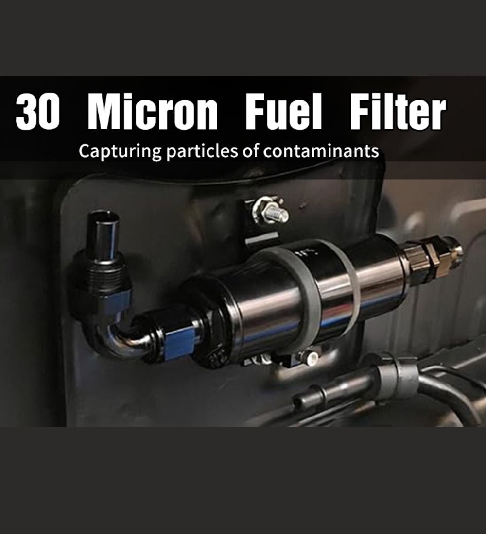 Inline Fuel Filter 30 Micron with 6AN 8AN 10AN Adapter Universal 58MM