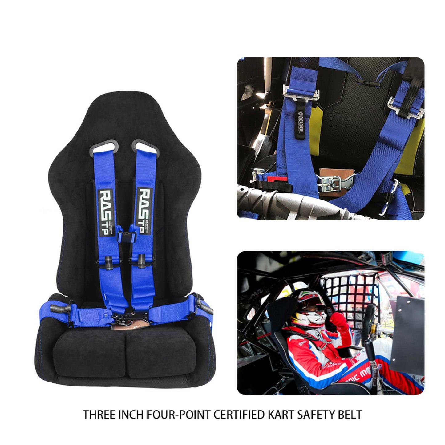 4 Point Go Kart Seat Belt with 3 Inch Padding Advanced Buckle