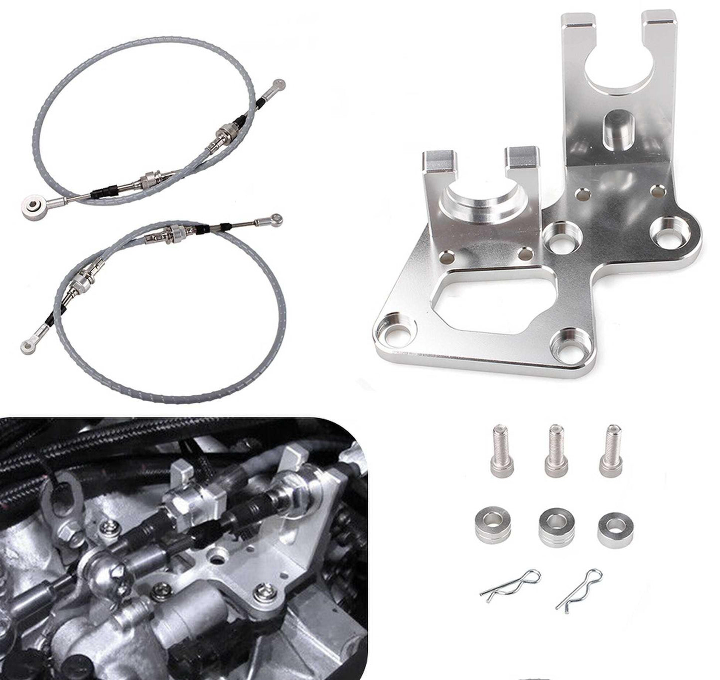 Billet Shifter Box Shifter Cable Bracket Transmission Set for K20 K24 K Swap EG EK K-Series Civic