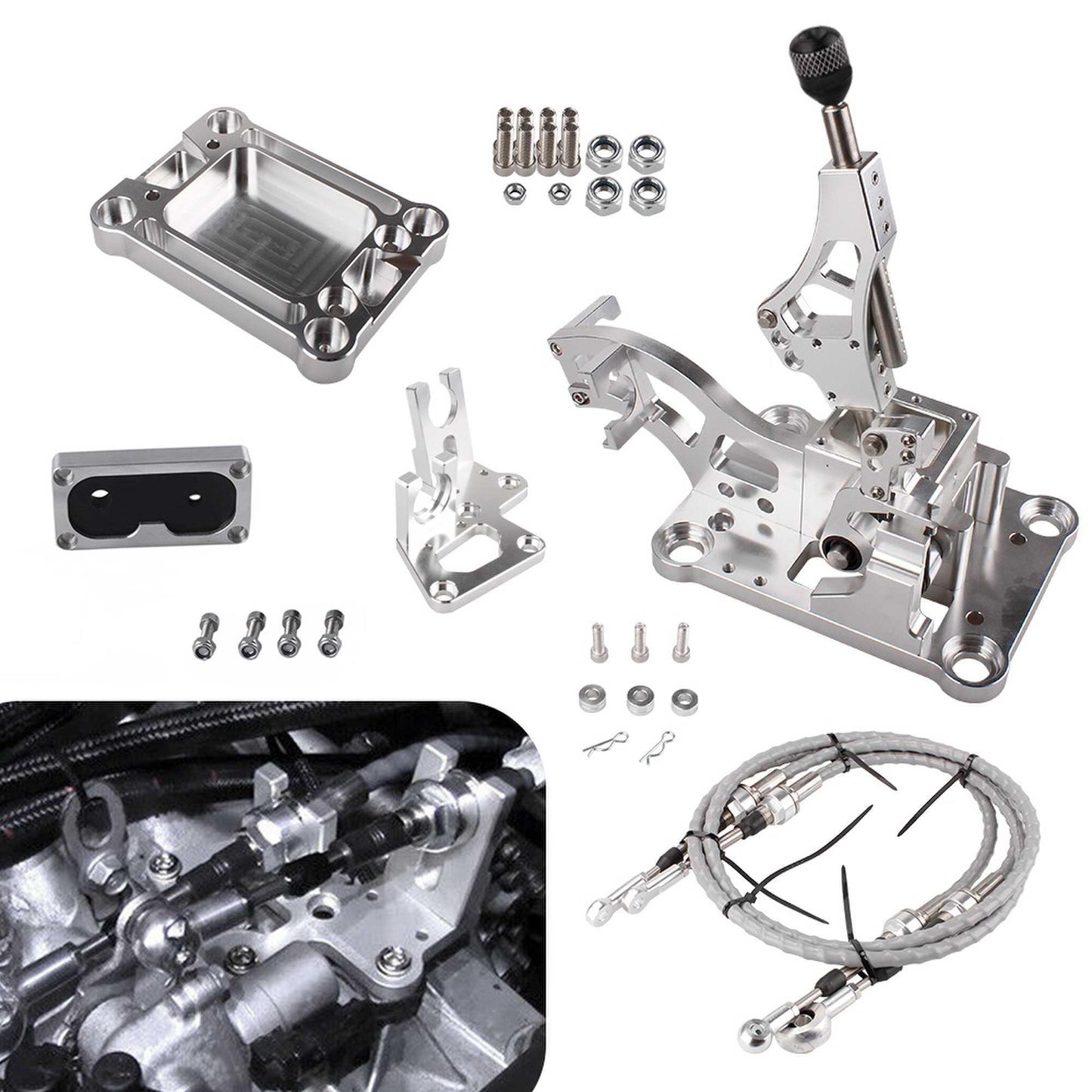 Billet Shifter Box Shifter Cable Bracket Transmission Set for K20 K24 K Swap EG EK K-Series Civic