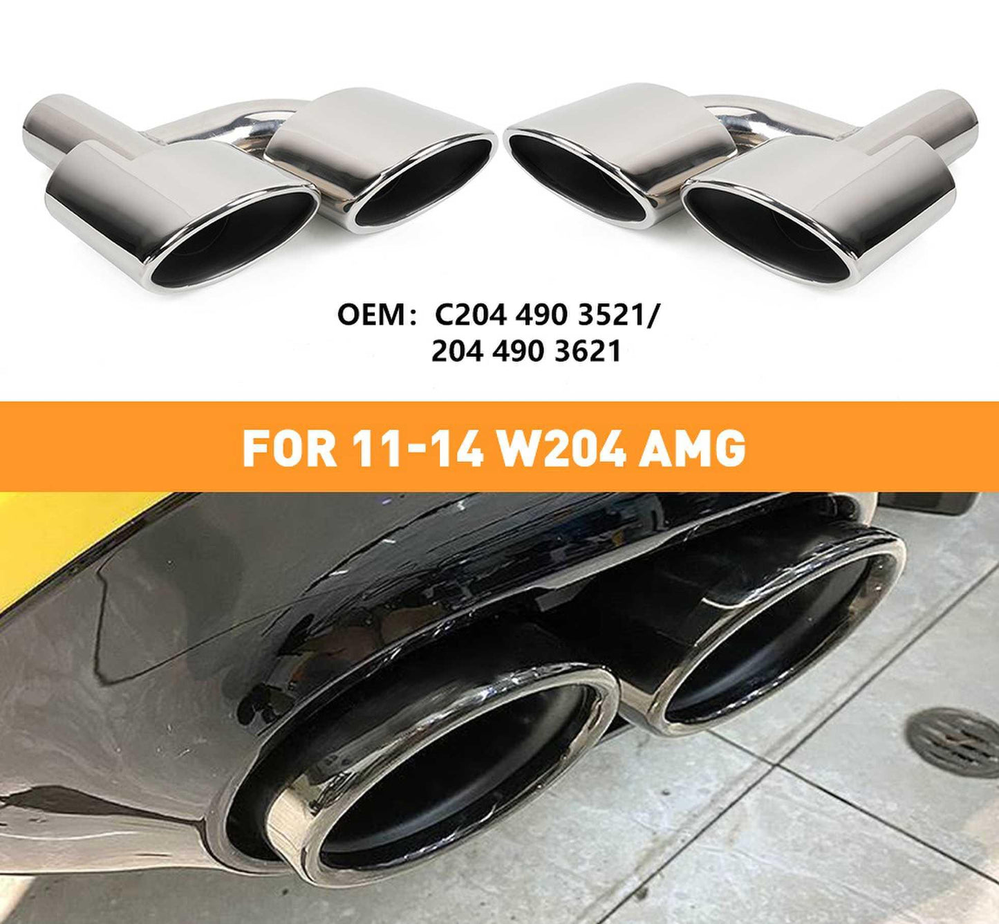 2011-2014 Mercedes Benz C Class W204 Dual Exhaust Tips Exhaust Muffler