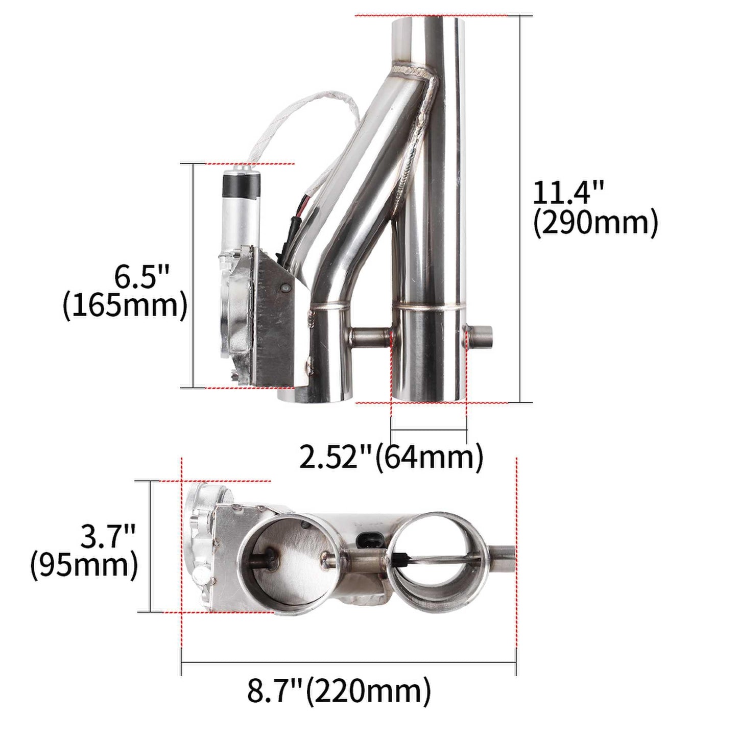 Stainless Steel Headers Y Pipe Double Valves Electric Exhaust CutOut Cut Out Kit Exhaust Pipe