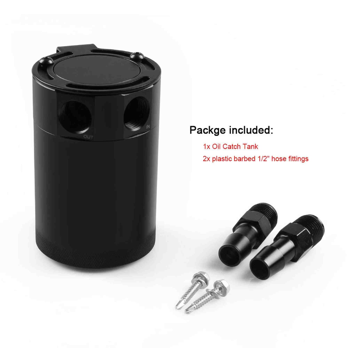 Universal Oil Catch Can 2 Port Baffled Reservoir Tank 3/8" NPT
