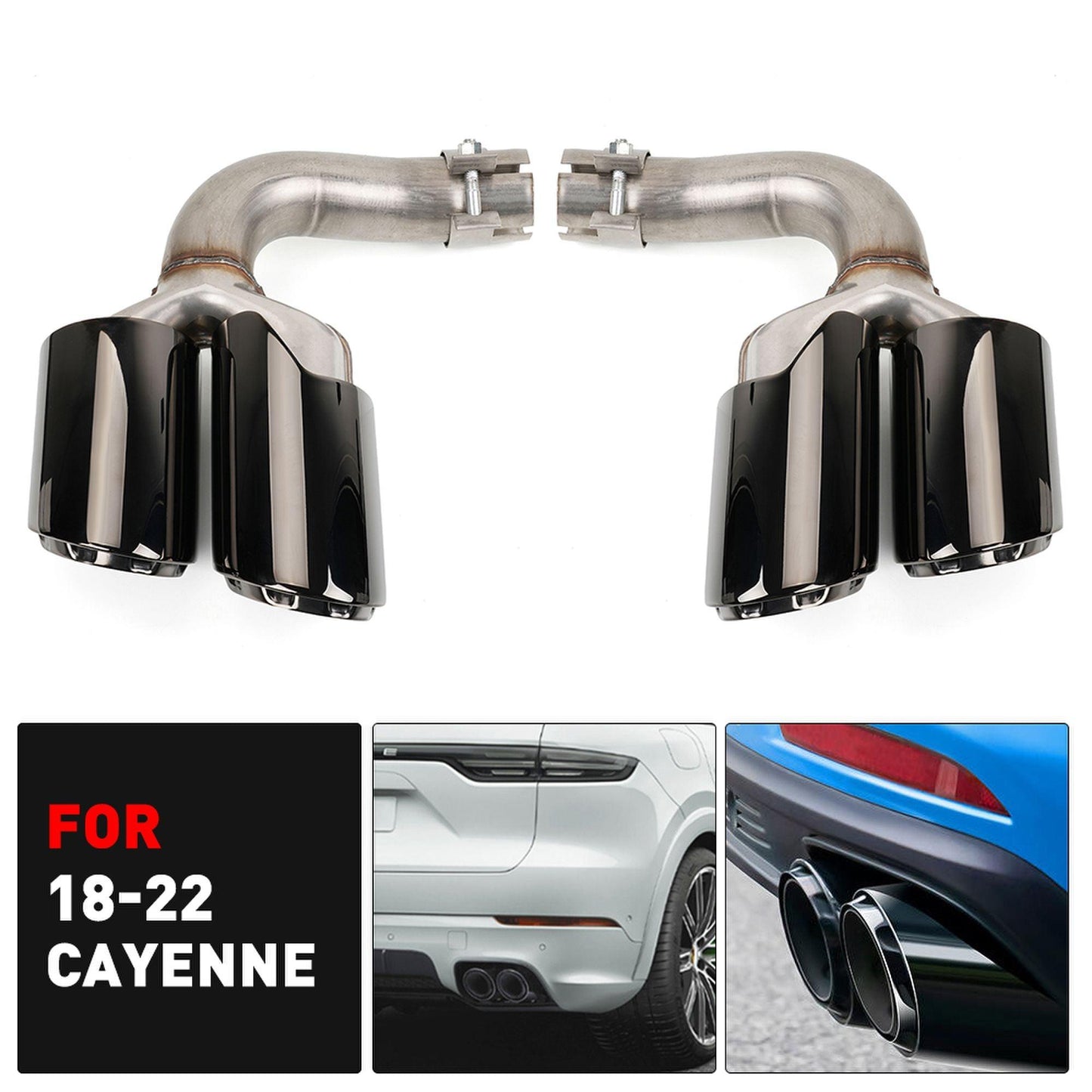 2018-2022 Porsche Cayenne Dual Round Exhaust Tip Exhaust Muffler