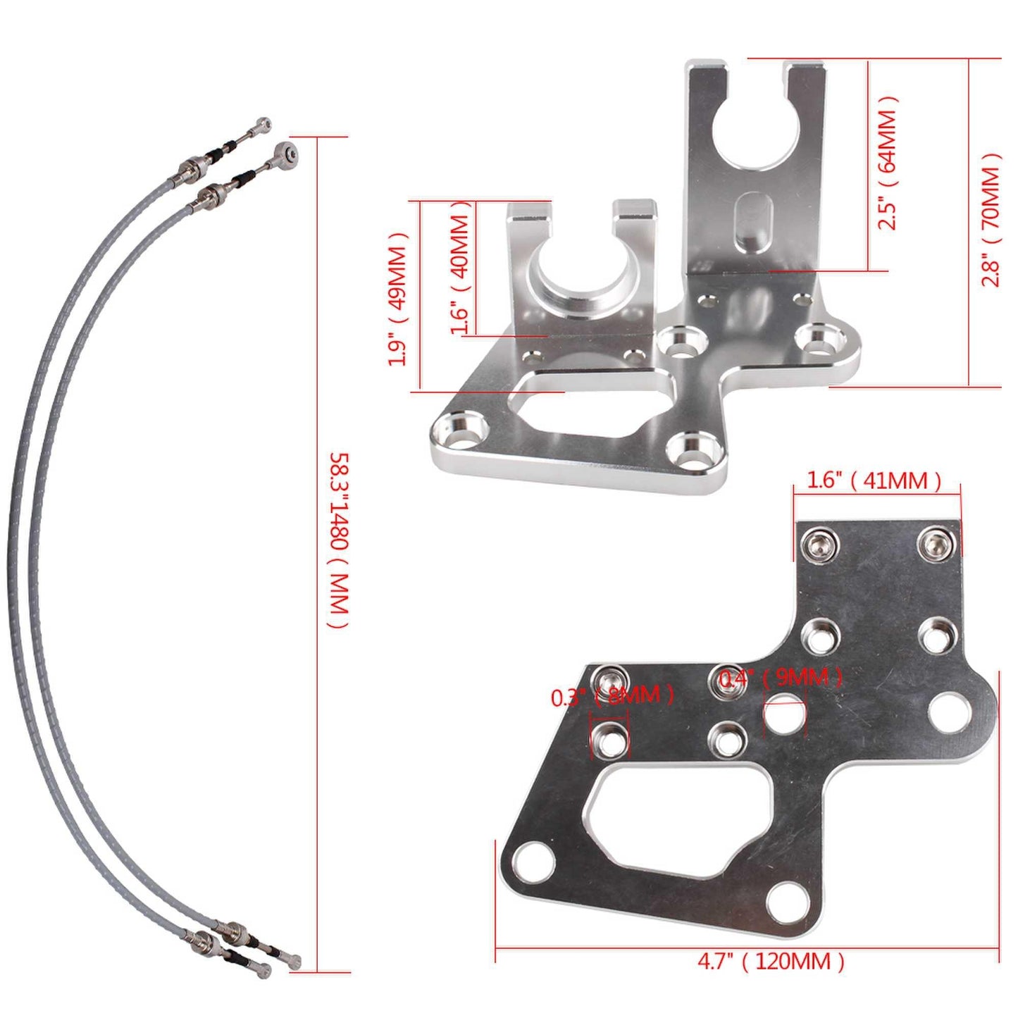 Billet Shifter Box Shifter Cable Bracket Transmission Set for K20 K24 K Swap EG EK K-Series Civic
