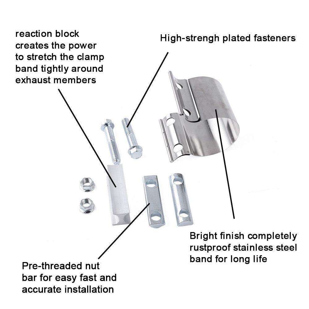 2.25" 2.5" 3.0" Exhaust Lap Joint Exhaust Clamp,Butt Joint Band Clamp Sleeve Coupler