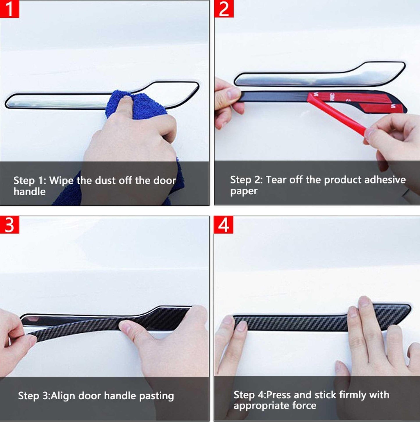 Tesla Carbon Fiber Door Handle Cover Protector Sticker