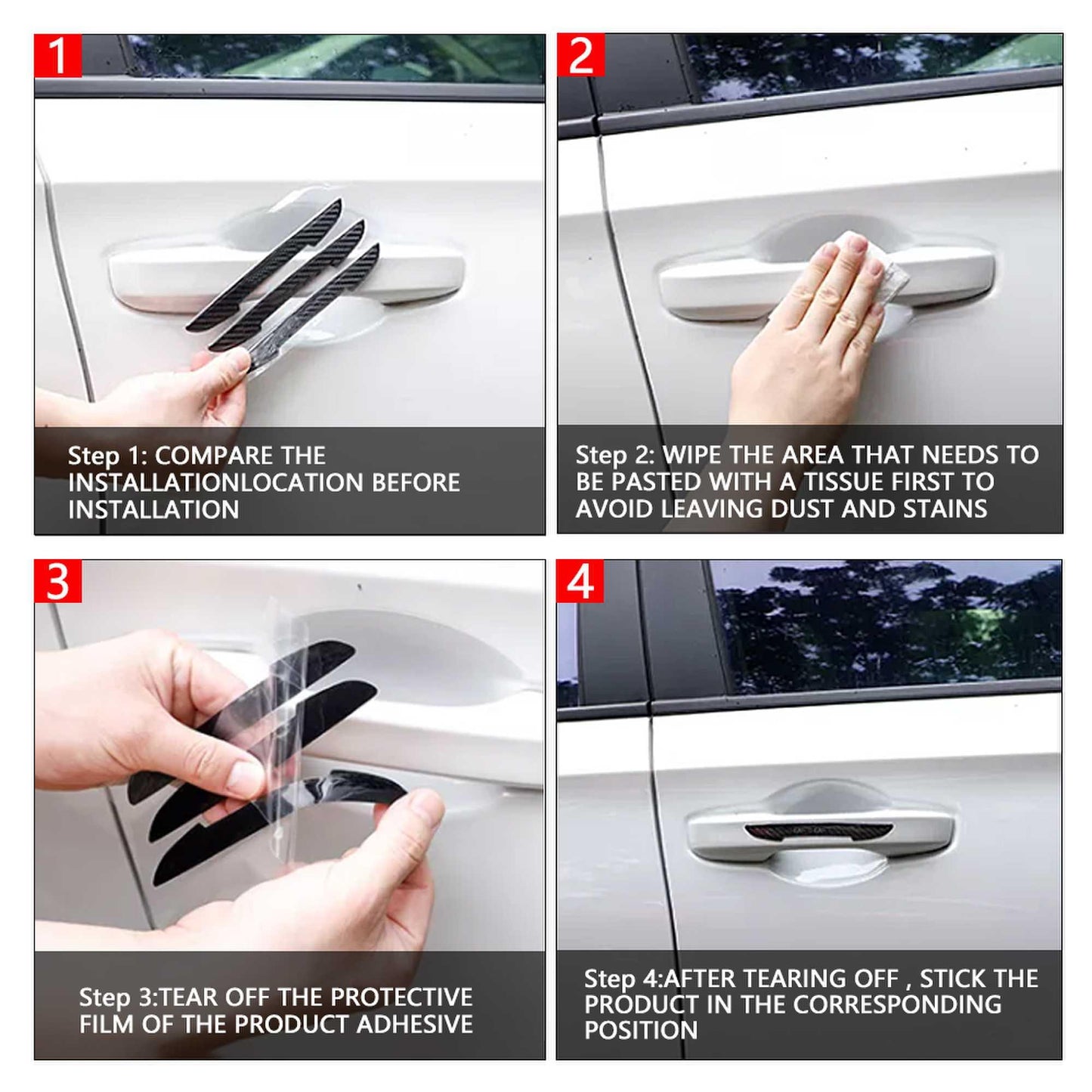 Carbon Fiber 4Pcs Car Door Anti-Collision Strip protection Sticker