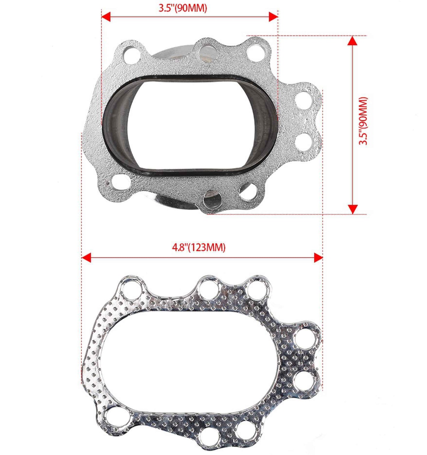 Turbo Adaptor Flange for T25 T28 Gt25 Gt28 8 Bolt 3 inch 76mm V Band Turbo Outlet Downpipe Flange