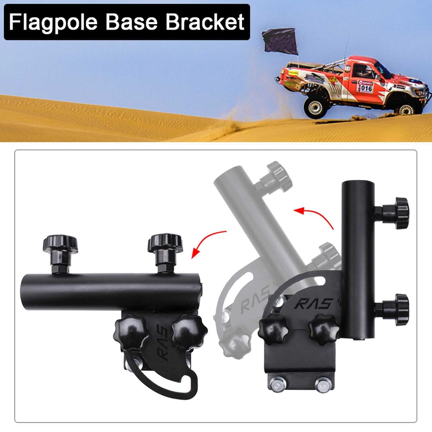 Off-Road Flag Holder Flagpole Flag Pole Antenna Base Bracket for Car Motorcycle Bike