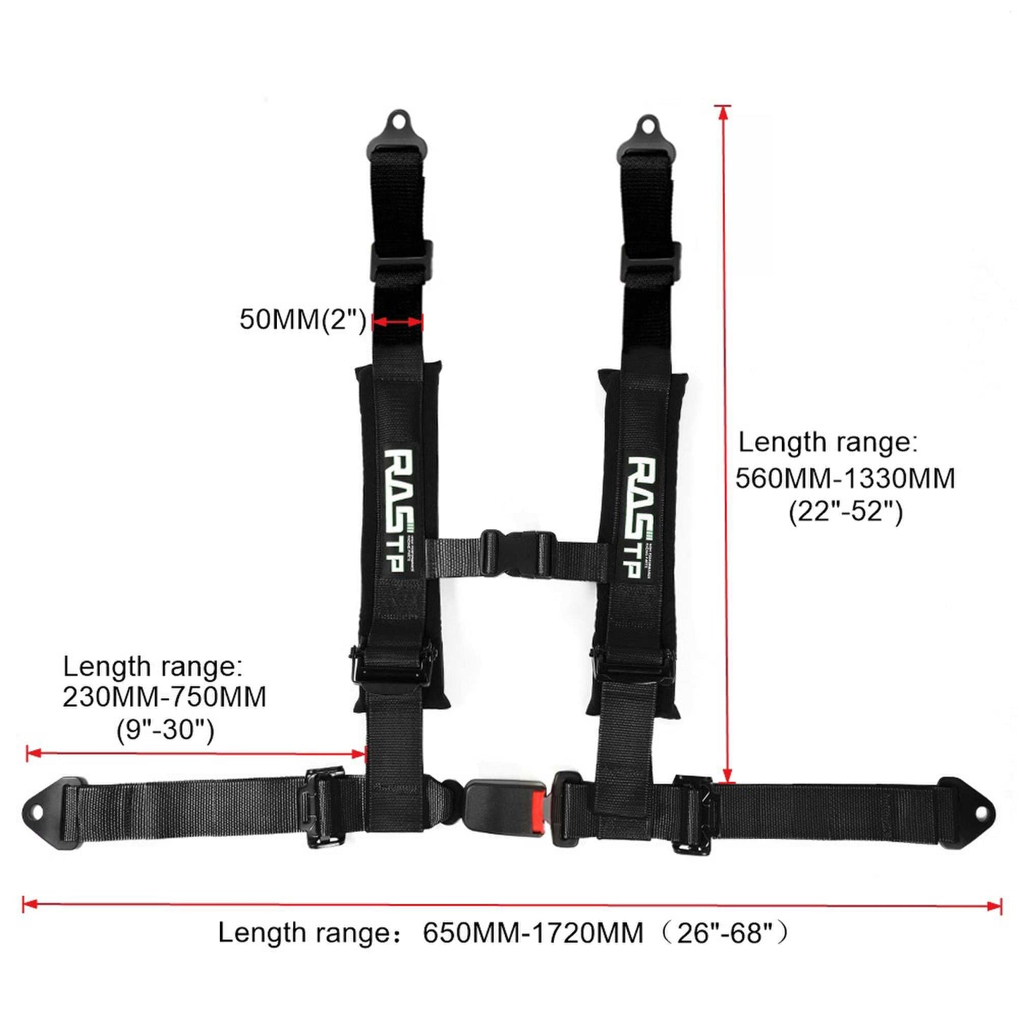 4 Point Seat Belt Harness with 2 Inch Sponge Padding