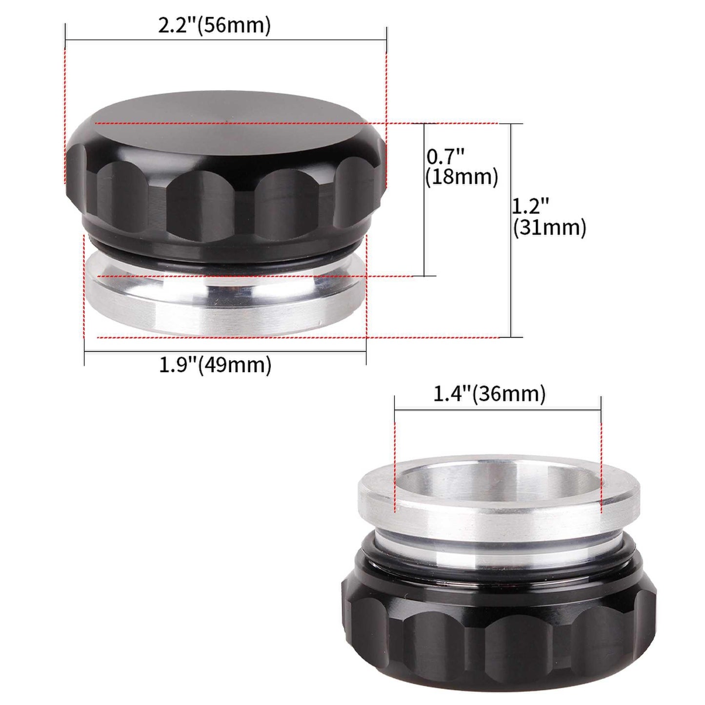 Aluminium Weld on Filler Neck and Cap Oil Fuel Surge Tank Water Tank Radiator Coolant Reservoir Cap