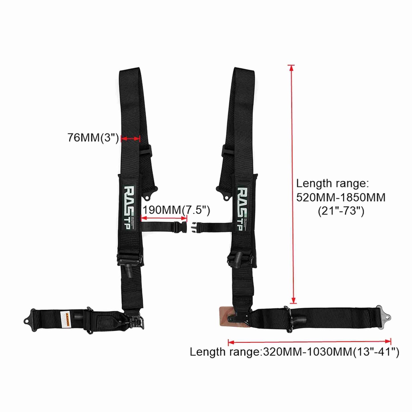 4 Point Go Kart Seat Belt with 3 Inch Padding Advanced Buckle