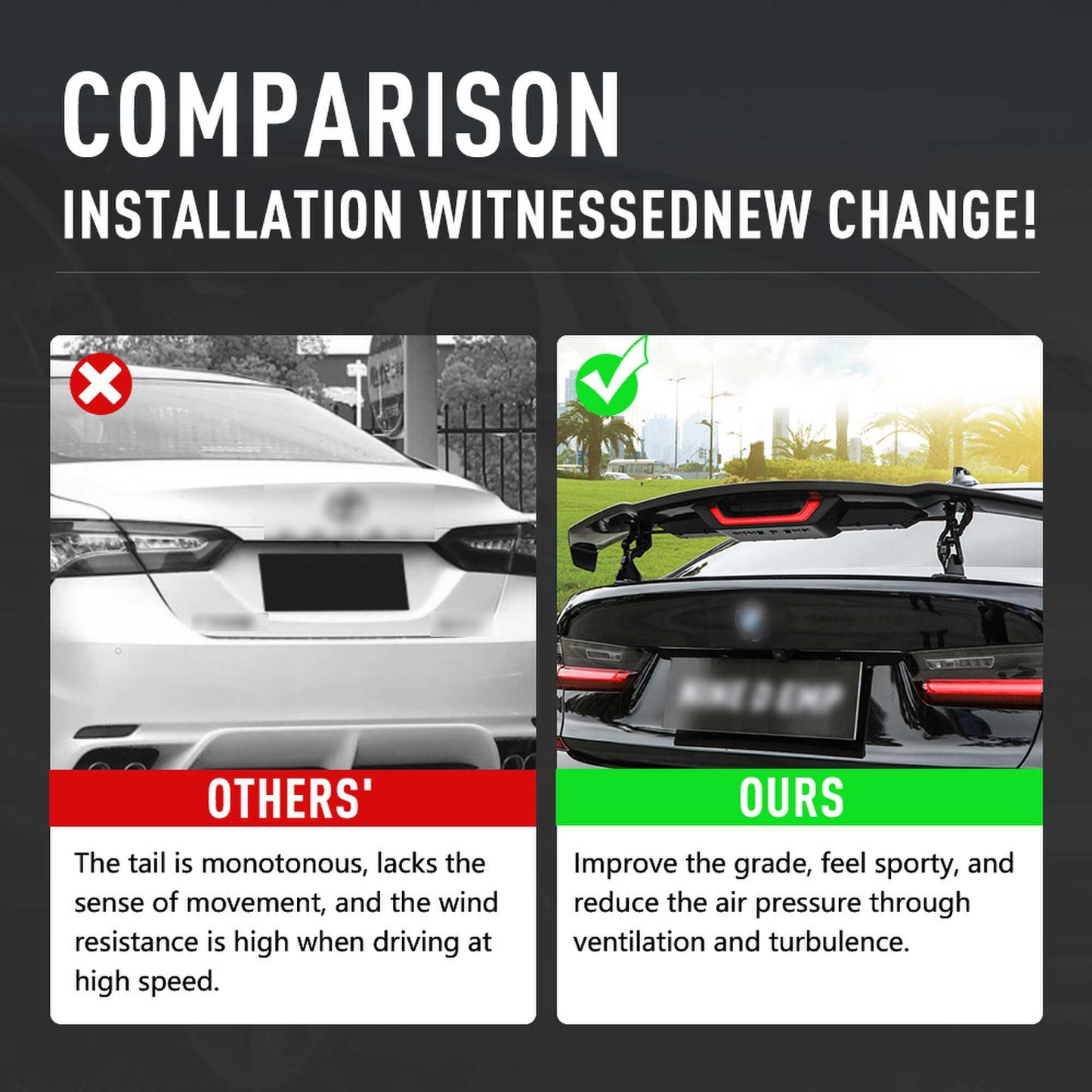 Universal Carbon Fiber Electric Lift Rear Spoiler Rear Trunk Sedan Spoiler