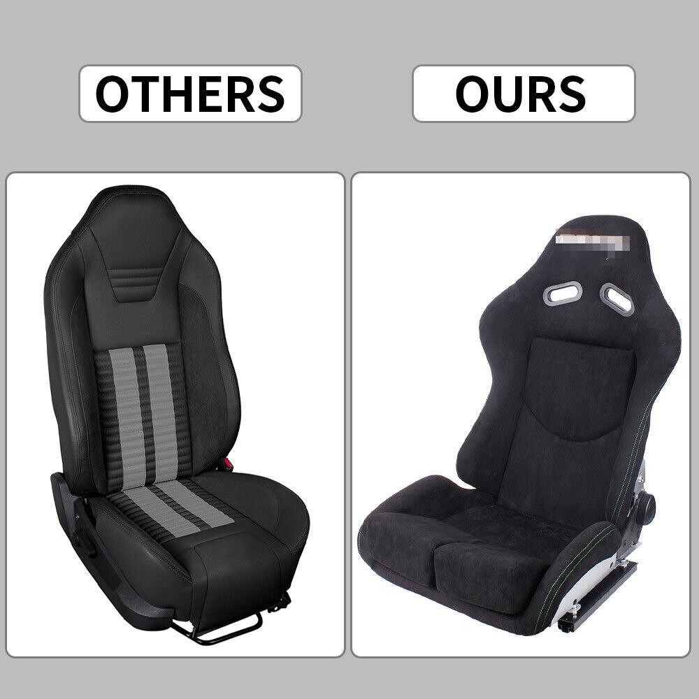 2Pcs Racing Seats Real Carbon Fiber Shell Adjustable Backrest(17" wide)