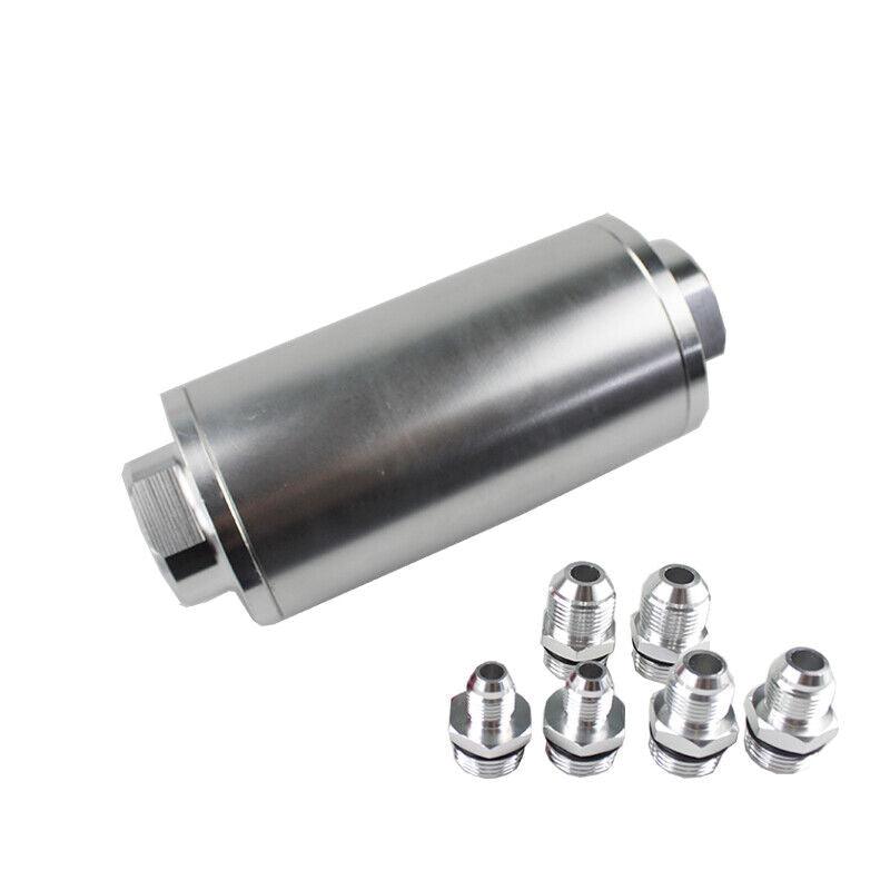 Inline Fuel Filter 30 Micron with 6AN 8AN 10AN Adapter Universal 58MM