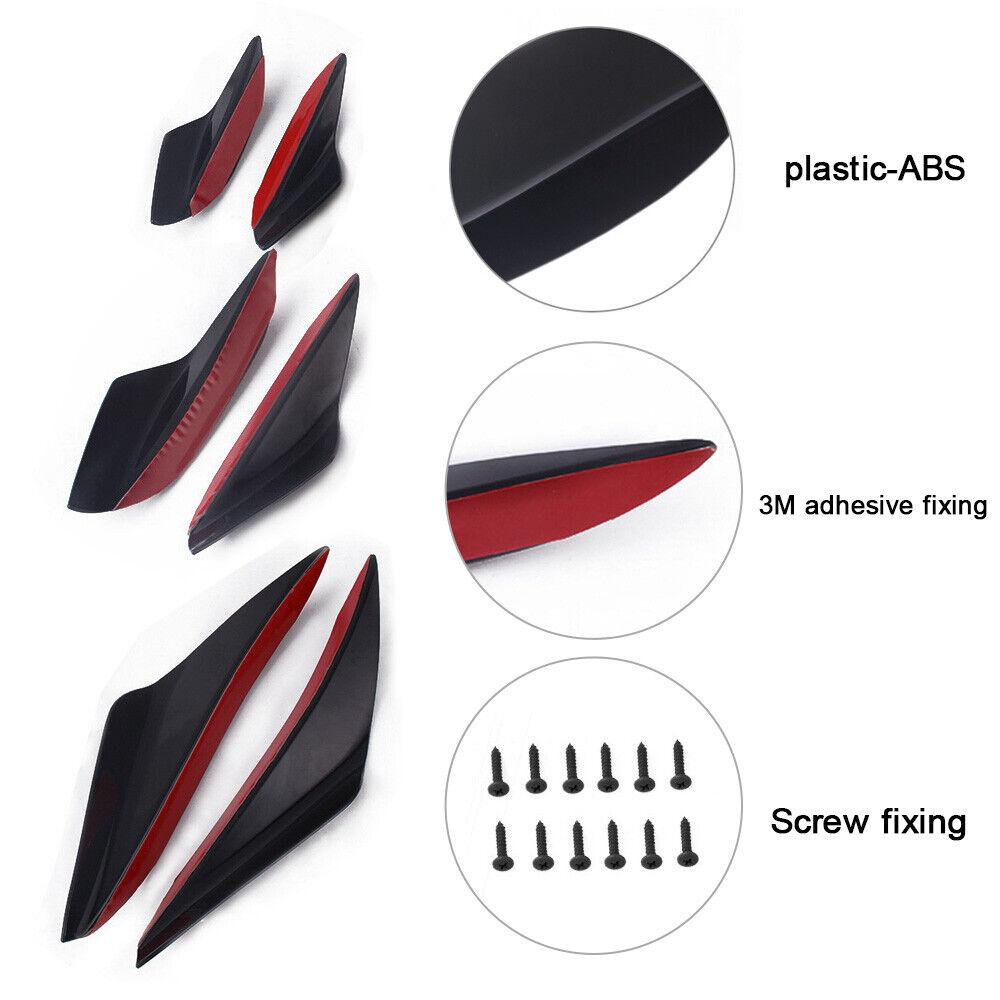 6Pcs Universal Front Bumper Spoiler Canards Decoration