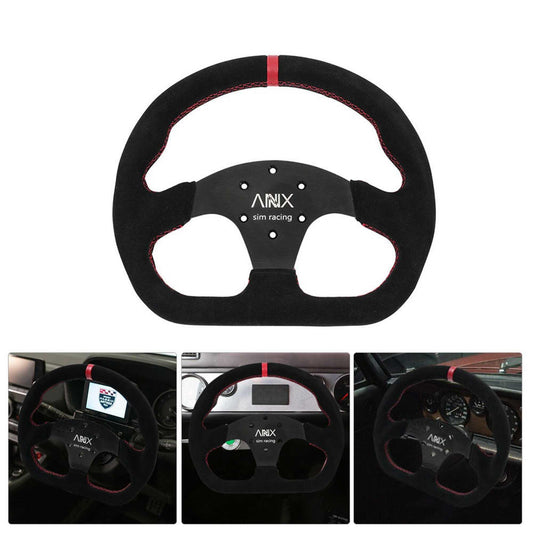13 Inch D Shape PC Gaming Steering Wheel Suede Leather