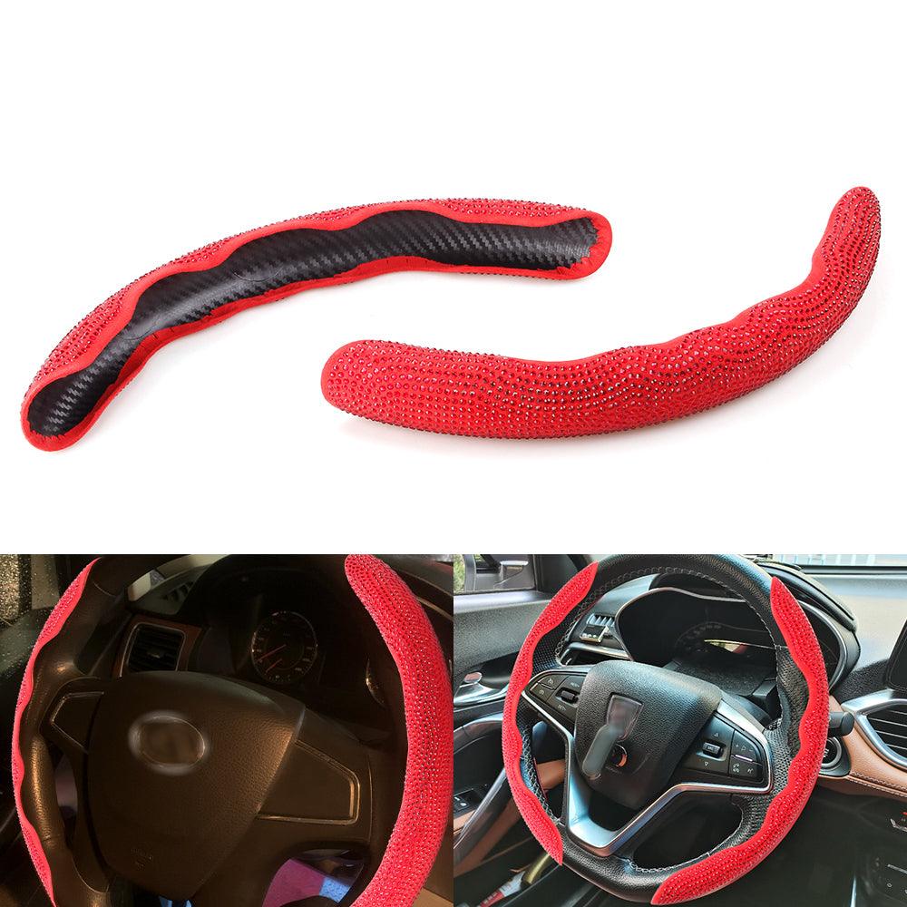 Universal 14 Inch Black Rhinestone Steering Wheel Cover Bling
