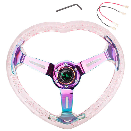 14 Inch Heart Shap Steering Wheel GT Sport Steering Wheel with Horn