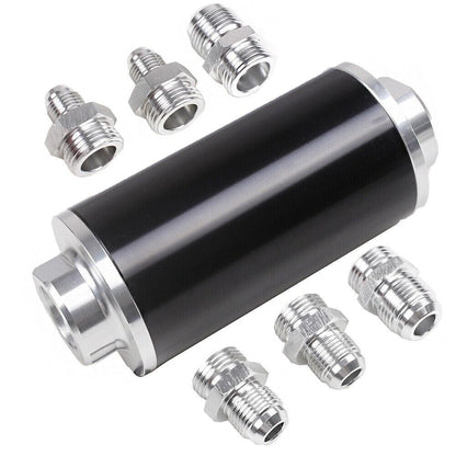 Inline Fuel Filter 30 Micron with 6AN 8AN 10AN Adapter Universal 58MM