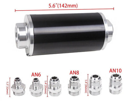 Inline Fuel Filter 30 Micron with 6AN 8AN 10AN Adapter Universal 58MM