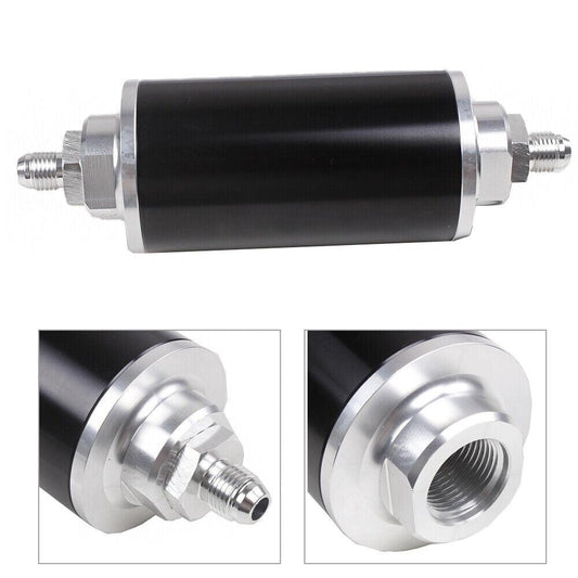 Inline Fuel Filter 30 Micron with 6AN 8AN 10AN Adapter Universal 58MM