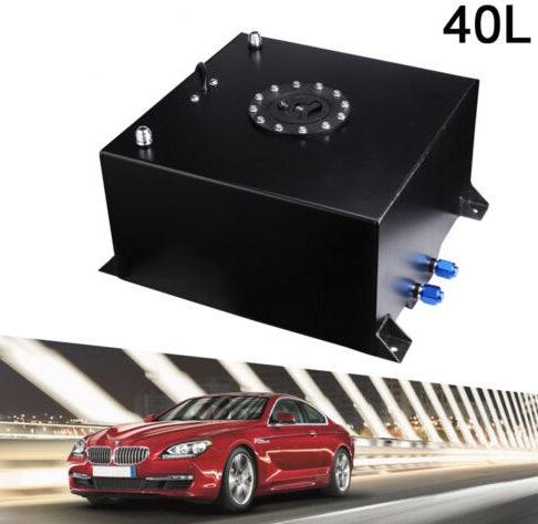 10 Gallon 40L Auxiliary Fuel Tank with Cap & Level Sender Polished Aluminum