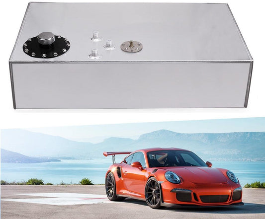 18 Gallon 68L Race Fuel Cell Gas Tank with Cap & Level Sender Polished Aluminum