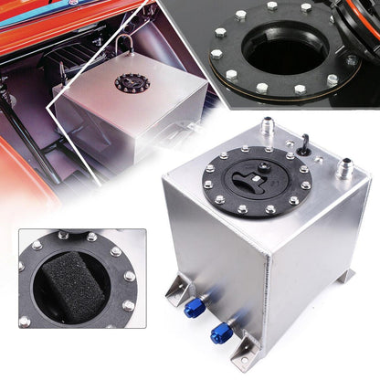 2.5 Gallon 10L Small Auxiliary Fuel Tank with Level Sender Polished Aluminum