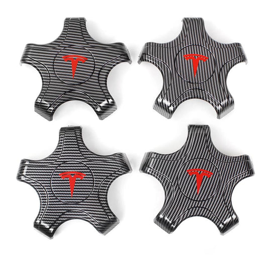 4Pcs Carbon Fiber Tesla Model 3 Wheel Center Hub Caps