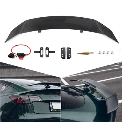 Tesla Electric Lift Rear Spoiler Carbon Fiber Rear Trunk Spoiler