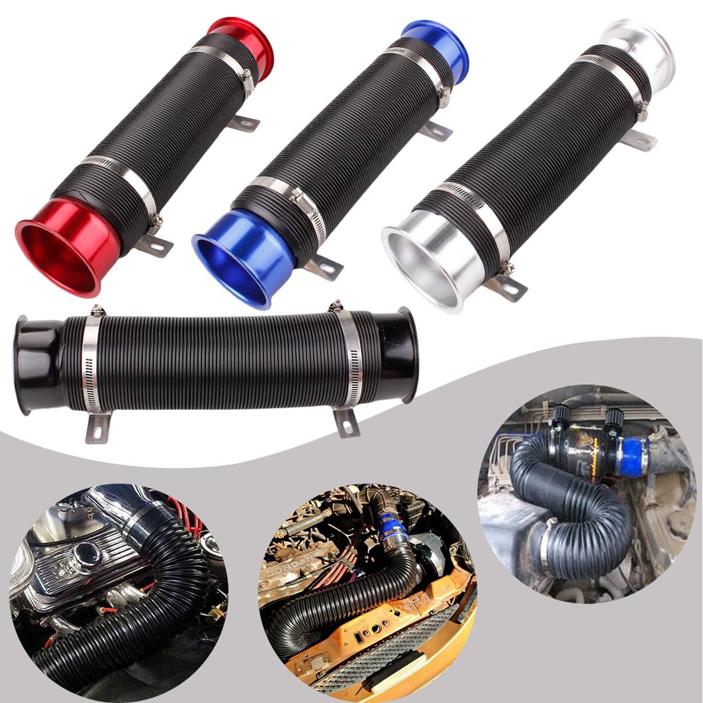 Universal 76mm Car Cold Air Turbo Intake Inlet Pipe Adjustable Flexible Duct Tube Hose Cold Feed Duct Pipe