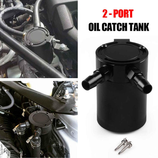Universal Oil Catch Can 2 Port Baffled Reservoir Tank 3/8" NPT
