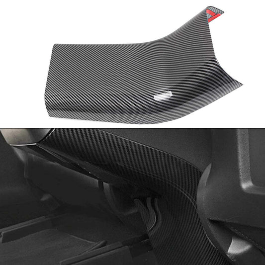 Rear Center Control Outlet Anti-Kick Cover ABS Glossy Carbon Fiber Anti-Dirty Cover for 2017-2023 Tesla Model 3/Y