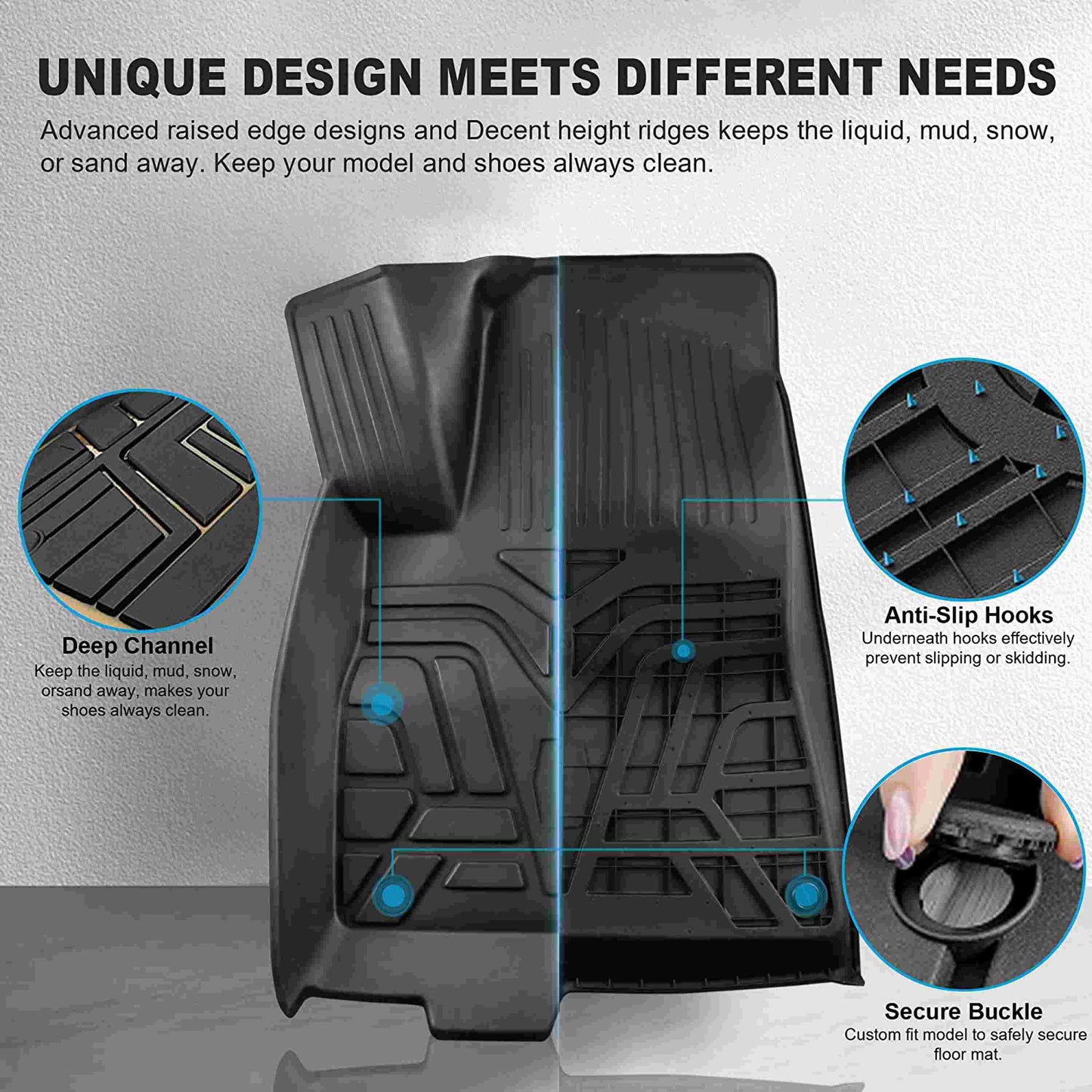 Floor Mats Set Single-Layer Left Rudder Foot Pad for Tesla Model3/Y