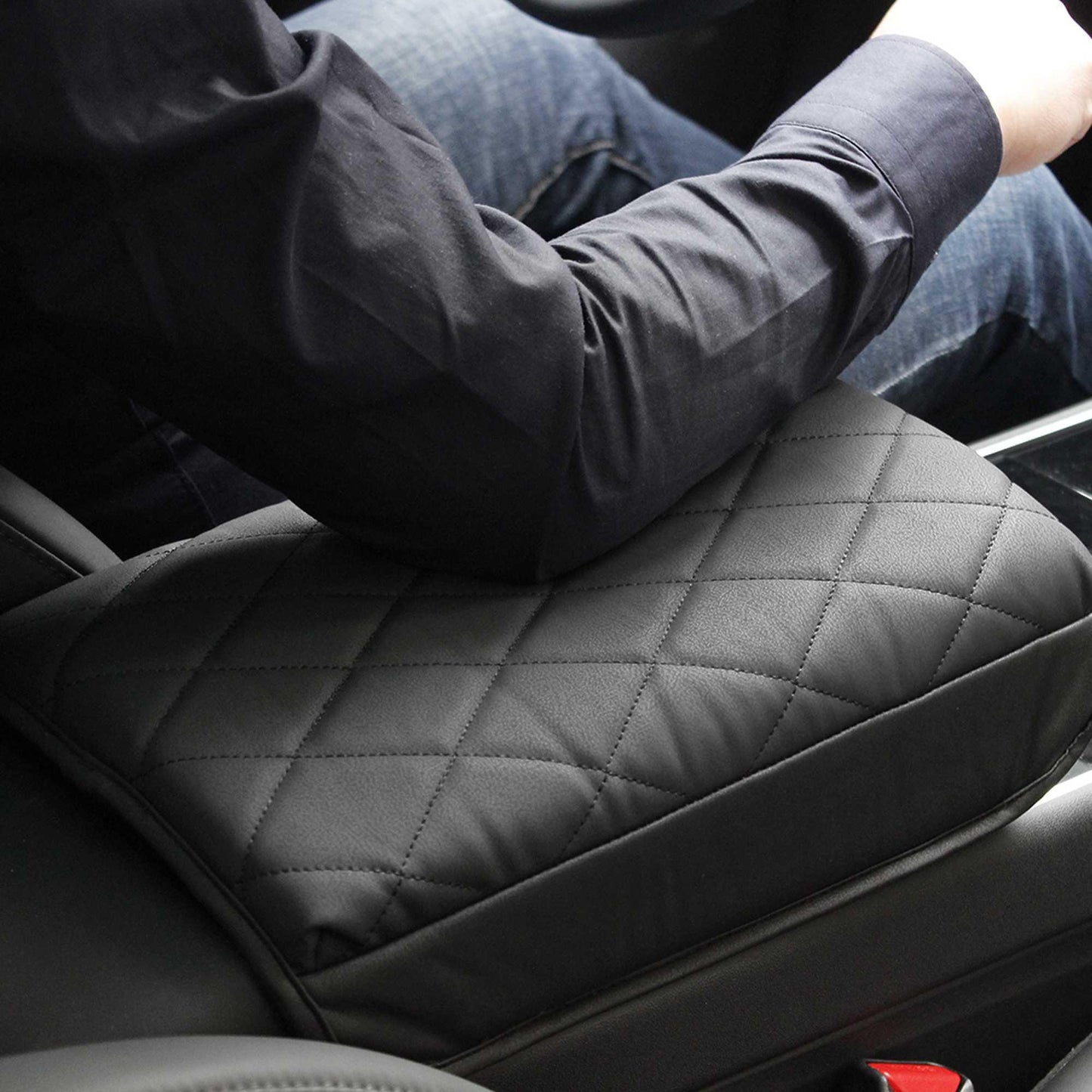 Tesla Center Console Cover Armrest Cushion PU Leather Armrest Protector