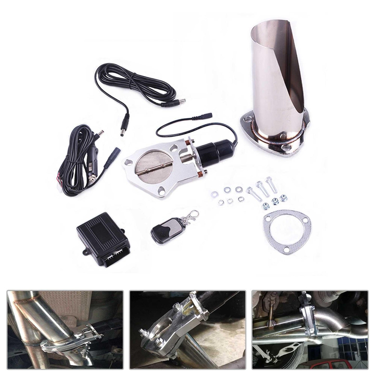 Universal 3 inch Exhaust Pipe Half Set Controller Kit
