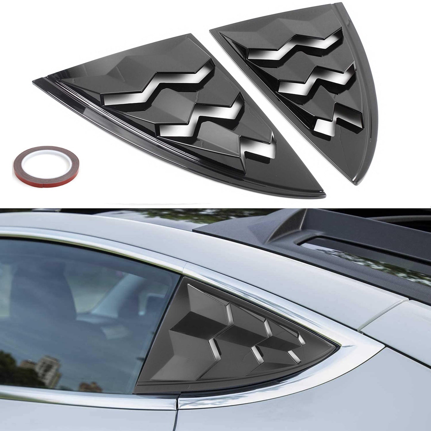 Carbon Fiber Side Window Louvers Cover Vent Cover for Model 3 2017-2021