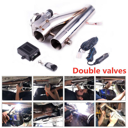 Stainless Steel Headers Y Pipe Double Valves Electric Exhaust CutOut Cut Out Kit Exhaust Pipe
