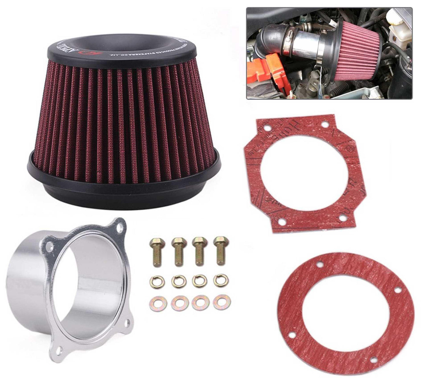 Universal 75mm Cold Air Intake Filter Kit Dual Funnel Air Cleaner Power Intake
