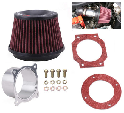 Universal 75mm Cold Air Intake Filter Kit Dual Funnel Air Cleaner Power Intake