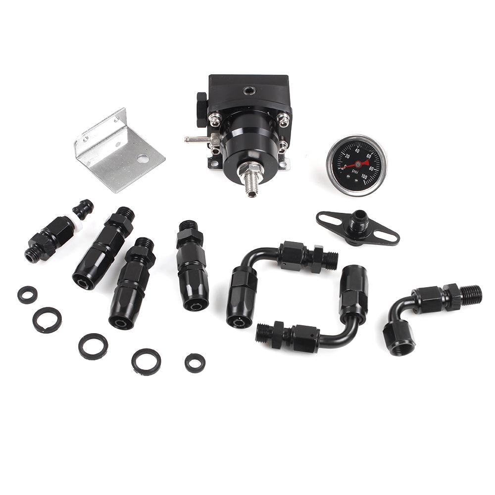 Universal 30-70psi Adjustable Fuel Valve Kit with Pressure Gauge and 6AN ORB Adapter