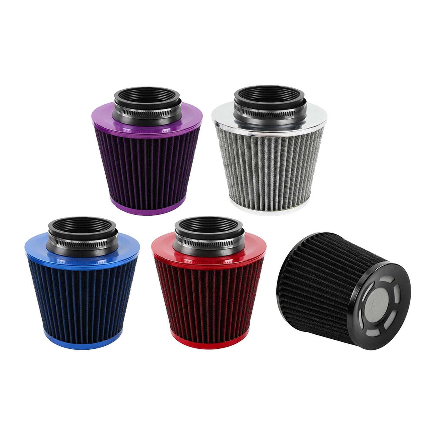 Universal 76mm High Performance Cold Air Filter Clamp-On Air Intake Filter Washable Filter