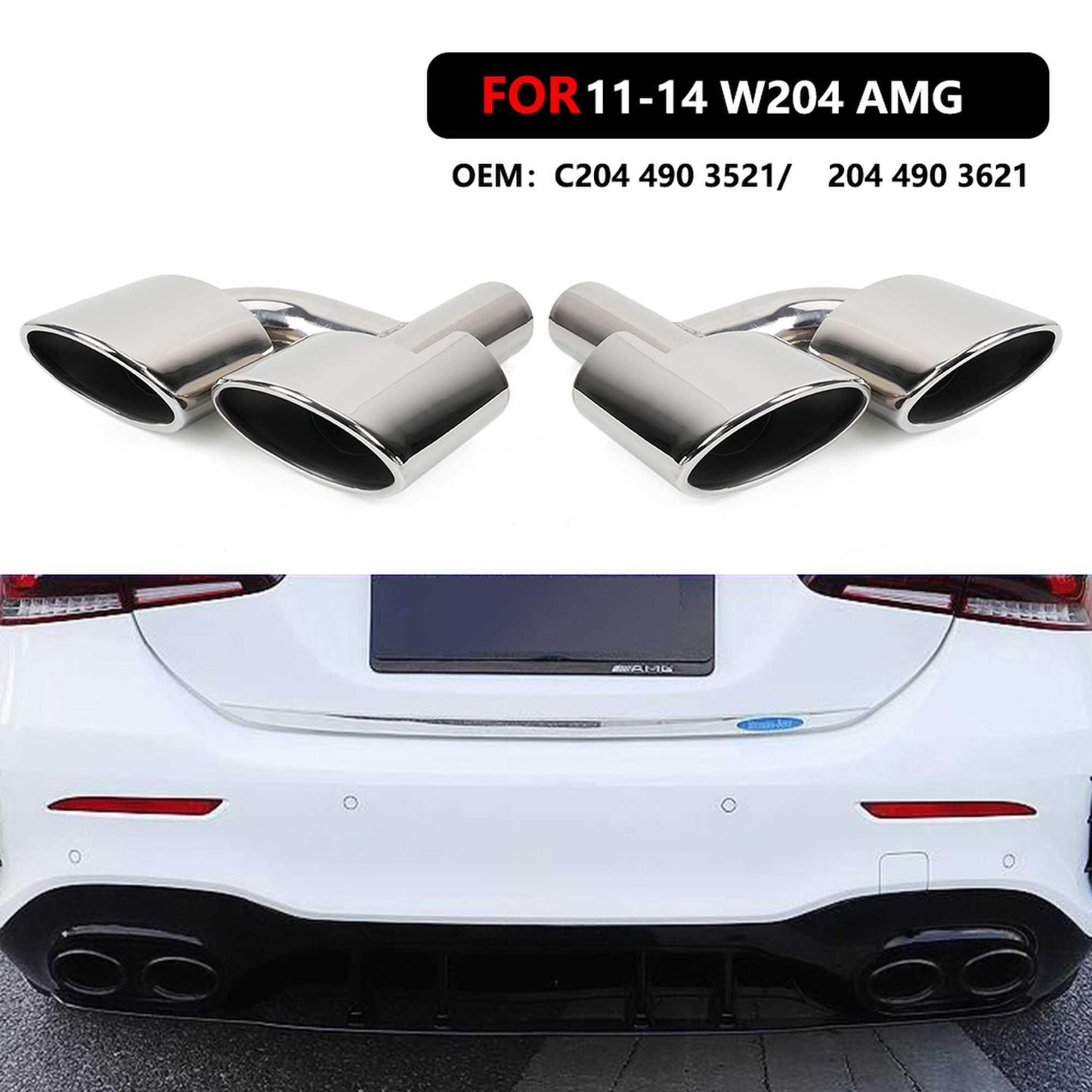 2011-2014 Mercedes Benz C Class W204 Dual Exhaust Tips Exhaust Muffler